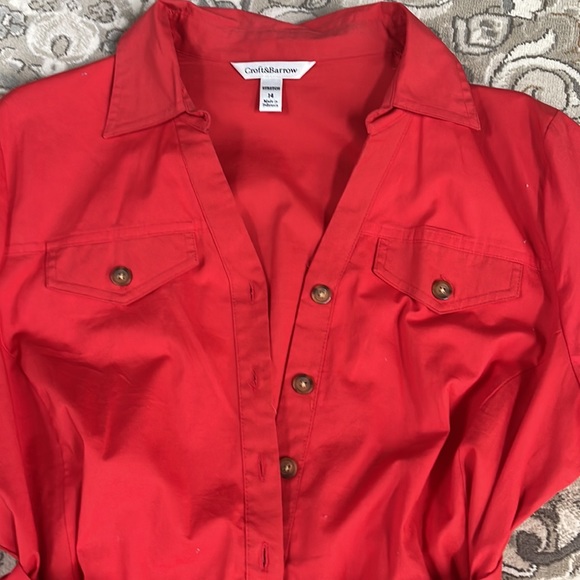 Cute Red Shirt Dress CROFT&BARROW Size 14 - Picture 4 of 5